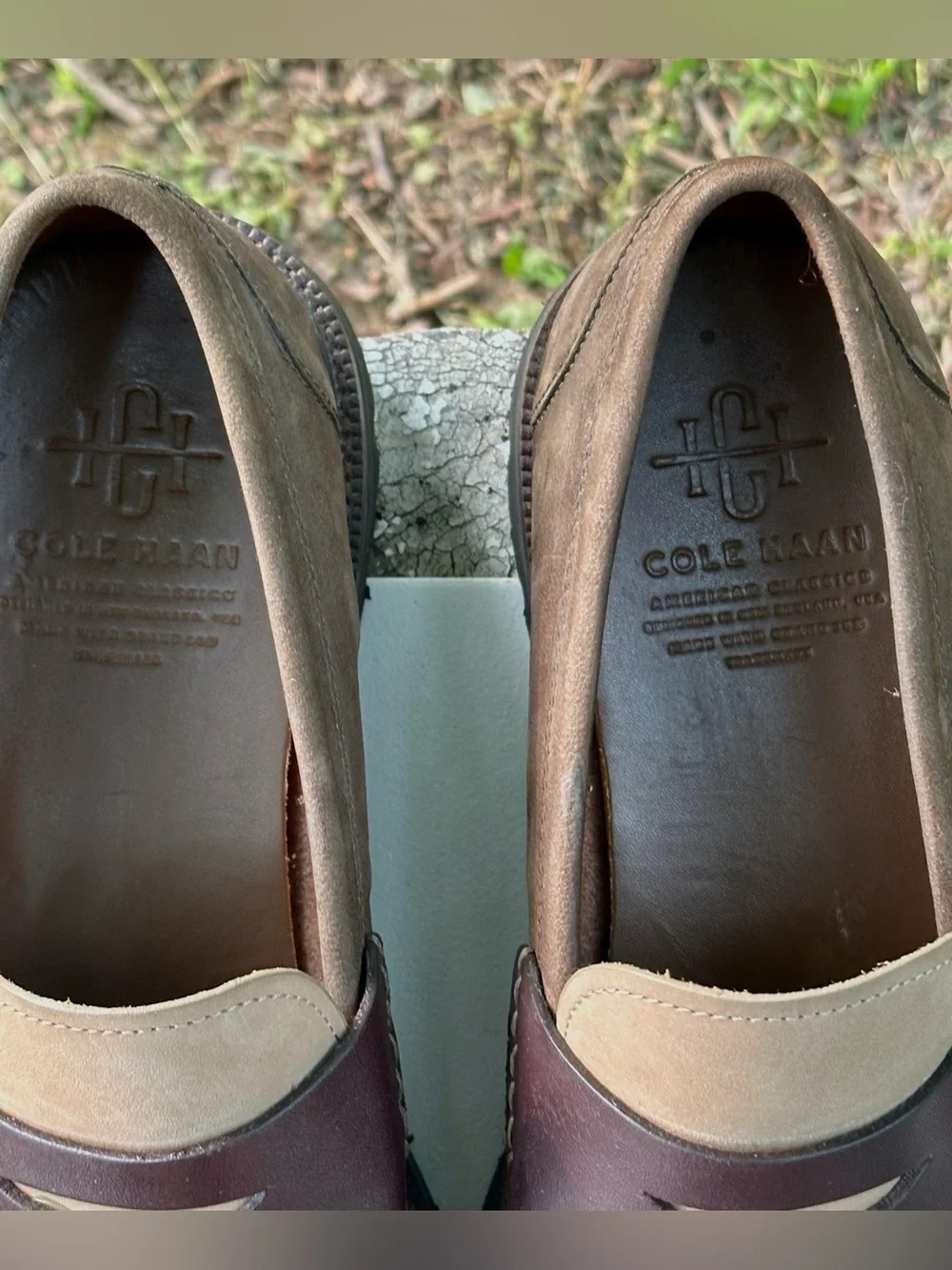 Men's Two-Tone Brown Penny Loafers